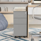 Classeur mobile à 3 tiroirs verrouillables Owen Urban en métal mat de Furniture of America