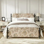 Diana Transitional 62 Floral Upholstered Platform Metal Bed Frame with Washable Slipcover by HULALA HOME