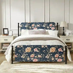 Lit plateforme en métal Diana Transitional 62 à motif floral, avec housse lavable, par HULALA HOME