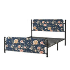 Lit plateforme en métal Diana Transitional 62 à motif floral, avec housse lavable, par HULALA HOME