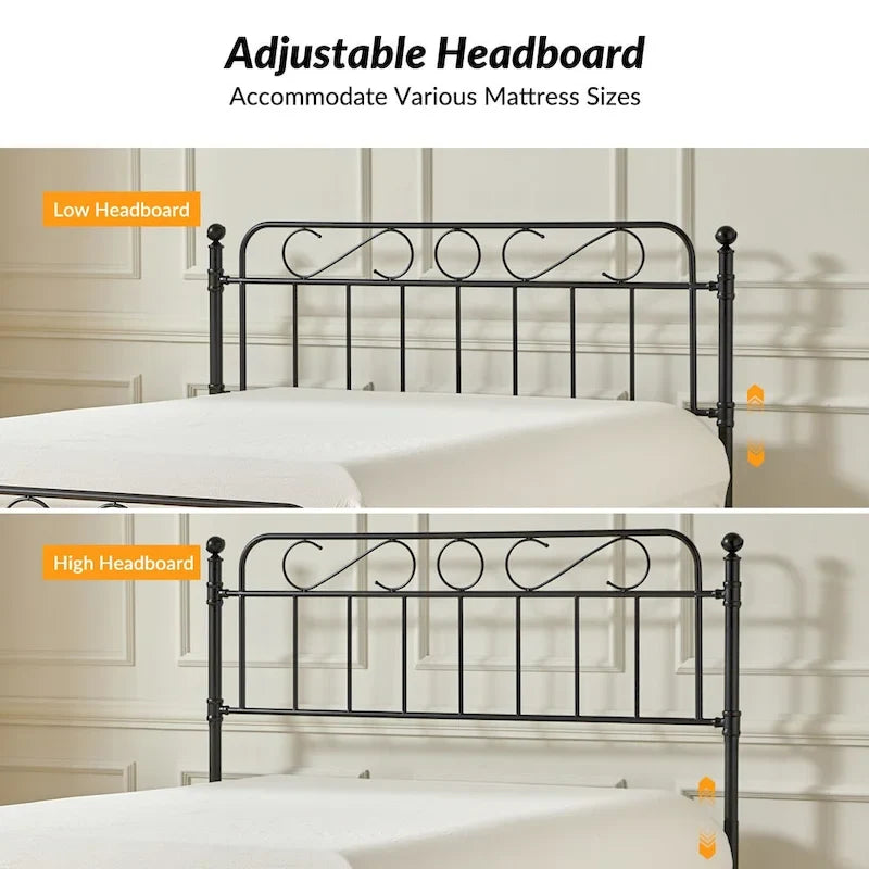 Lit plateforme en métal Diana Transitional 62 à motif floral, avec housse lavable, par HULALA HOME