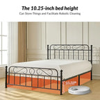 Lit plateforme en métal Diana Transitional 62 à motif floral, avec housse lavable, par HULALA HOME