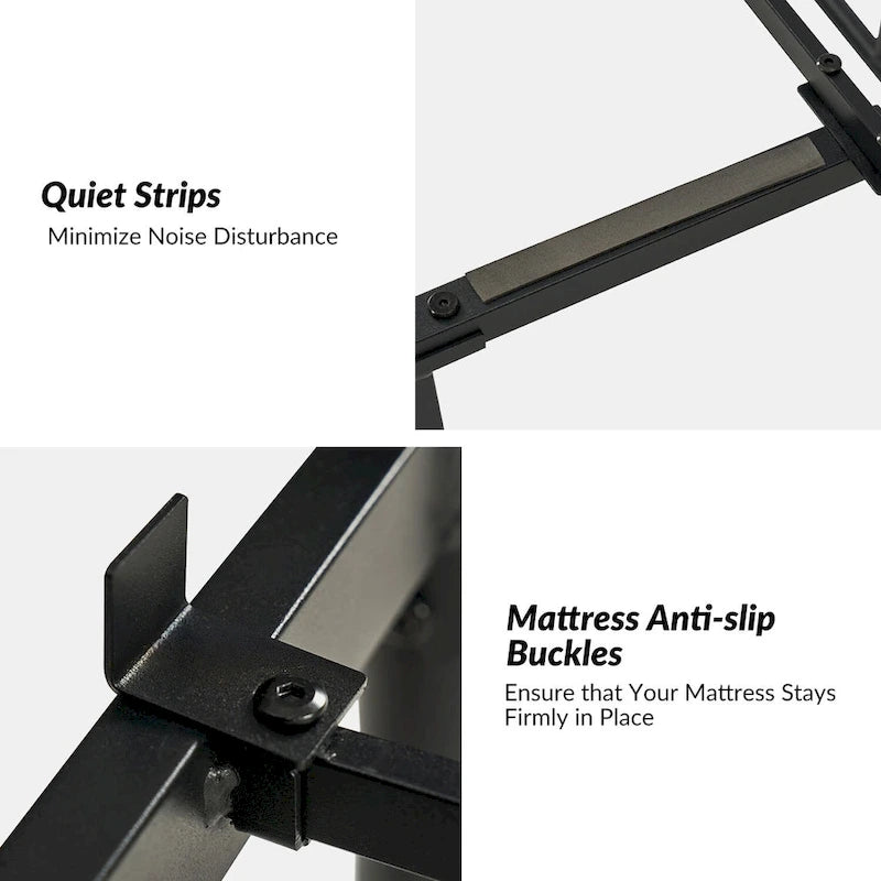 Lit plateforme en métal Diana Transitional 62 à motif floral, avec housse lavable, par HULALA HOME