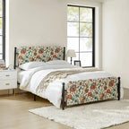 Lit plateforme en métal Diana Transitional 62 à motif floral, avec housse lavable, par HULALA HOME