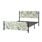 Lit plateforme en métal Diana Transitional 62 à motif floral, avec housse lavable, par HULALA HOME