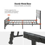 Lit plateforme en métal Diana Transitional 62 à motif floral, avec housse lavable, par HULALA HOME