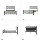 Lit plateforme en métal Diana Transitional 62 à motif floral, avec housse lavable, par HULALA HOME