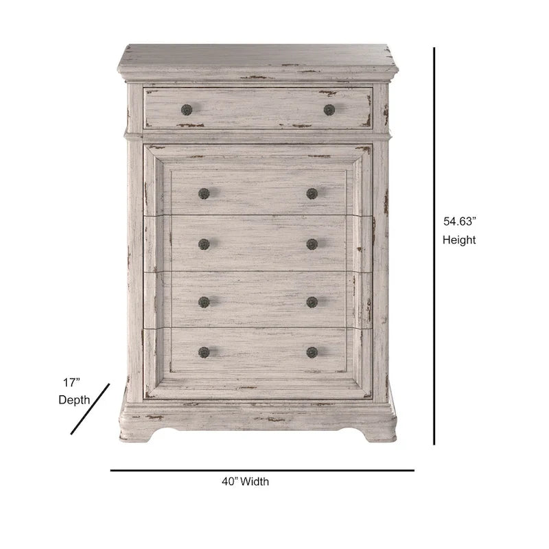 Ensemble de chambre à coucher Palisade 5 pièces blanc antique