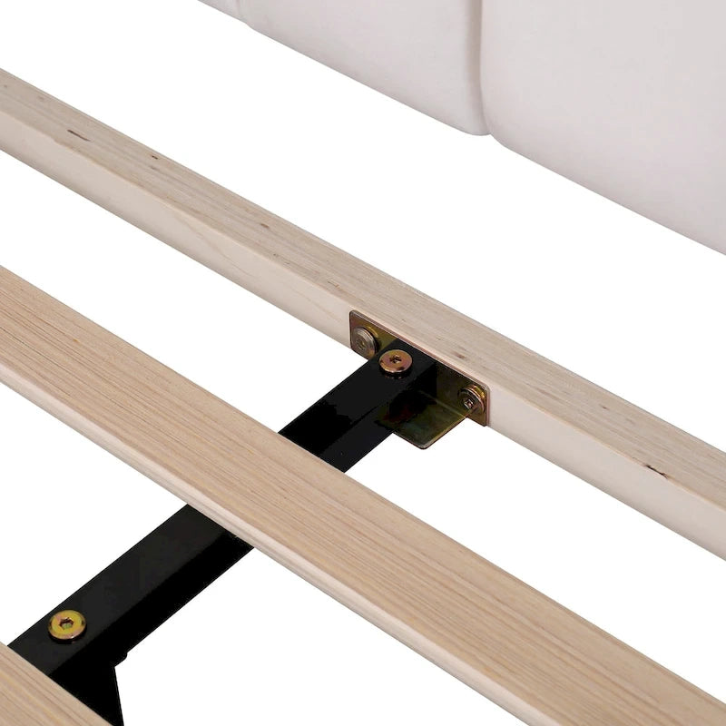 Lit plateforme capitonné avec tête de lit en velours à motif floral