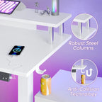 Bureau assis-debout en forme de L de 63 pouces avec support ergonomique pour écran réglable en hauteur et bureau d'angle pour jeux vidéo