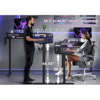 Bureau assis-debout en forme de L de 63 pouces avec support ergonomique pour écran réglable en hauteur et bureau d'angle pour jeux vidéo