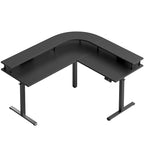 Bureau assis-debout en forme de L de 63 pouces avec support ergonomique pour écran réglable en hauteur et bureau d'angle pour jeux vidéo