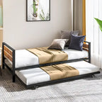 Twin Black Pull-out Metal Bed
