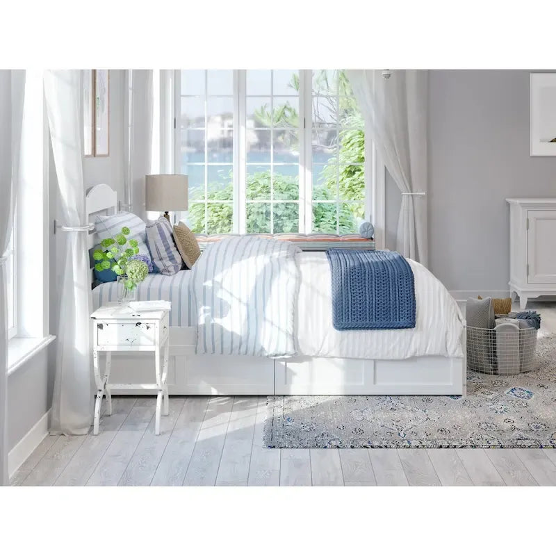 Lit plateforme Warren avec pied de lit et 2 tiroirs de rangement