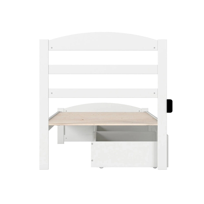 Lit plateforme Warren avec pied de lit et 2 tiroirs de rangement