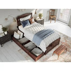 Lit plateforme Warren avec pied de lit et 2 tiroirs de rangement