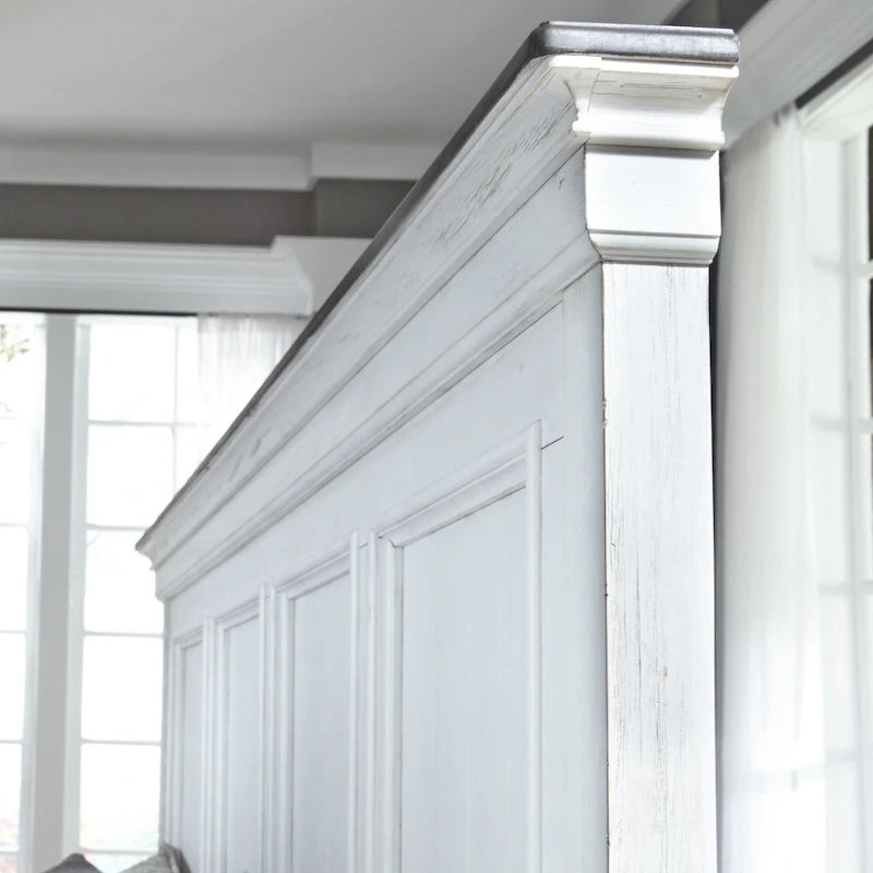 Lit à panneaux Queen Copper Grove Allyson Park blanc anthracite brossé