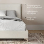 Cadre de lit plateforme queen Lottie Cream Boucle rembourré