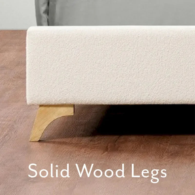 Cadre de lit plateforme queen Lottie Cream Boucle rembourré