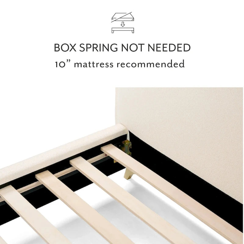 Cadre de lit plateforme queen Lottie Cream Boucle rembourré