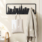 Black Wood 4-Hook Wall-Mounted Coat and Towel Rack - 22.3 Wide