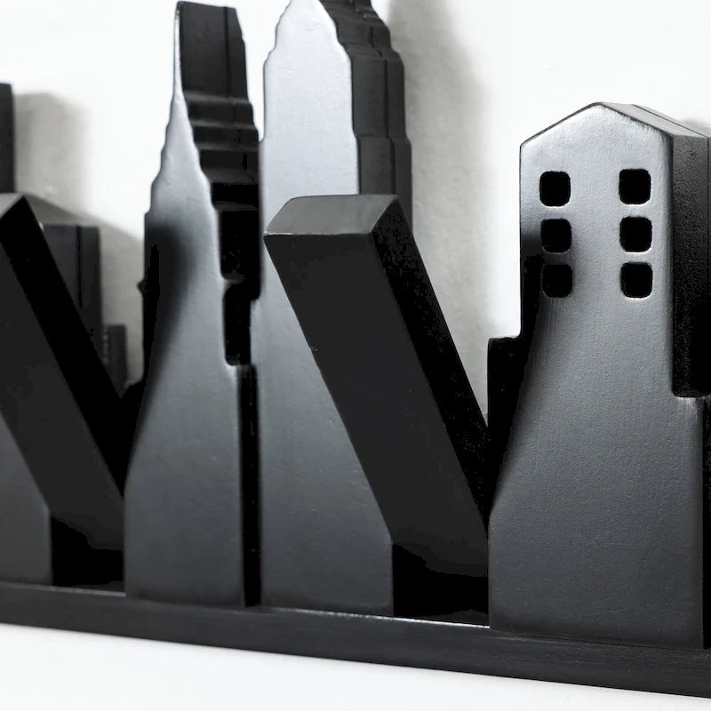 Porte-manteau et porte-serviettes mural en bois noir à 4 crochets - 56,6 cm de large