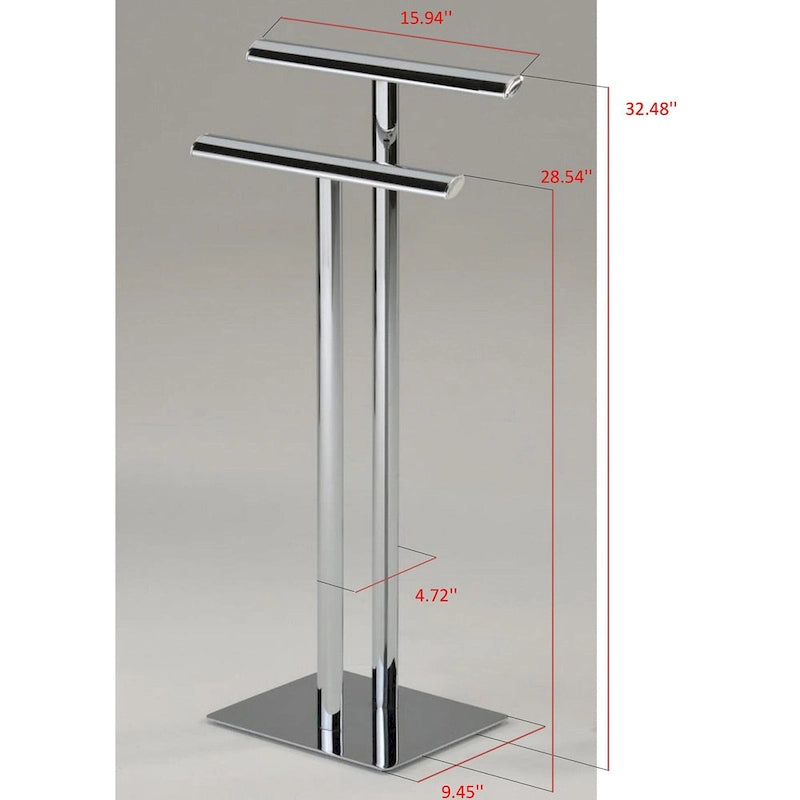 Porte-serviettes moderne sur pied en métal chromé