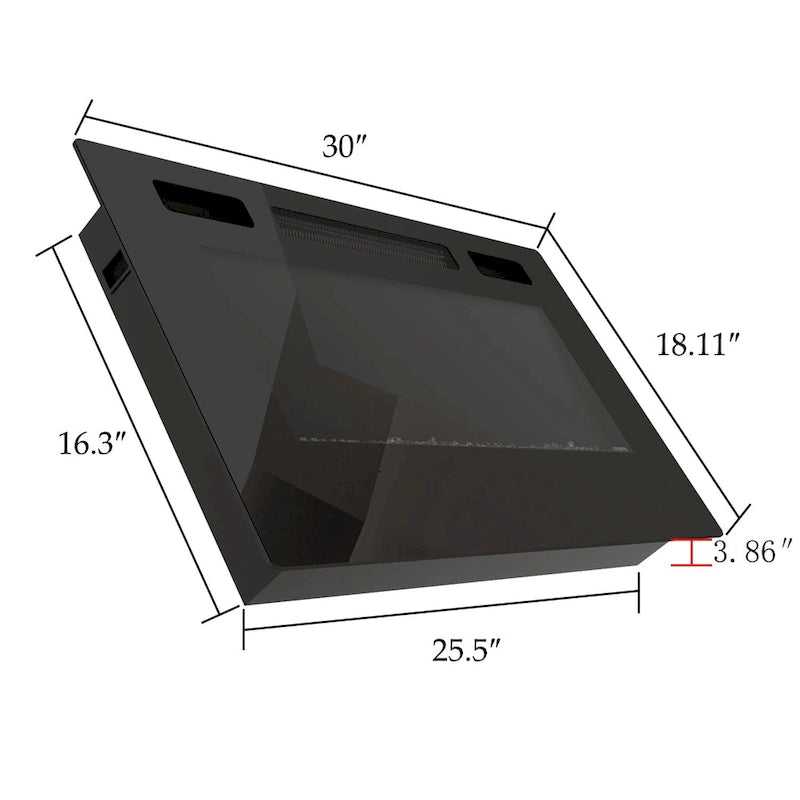 Cheminée électrique encastrée 30 pouces avec meuble TV laqué brillant intégré