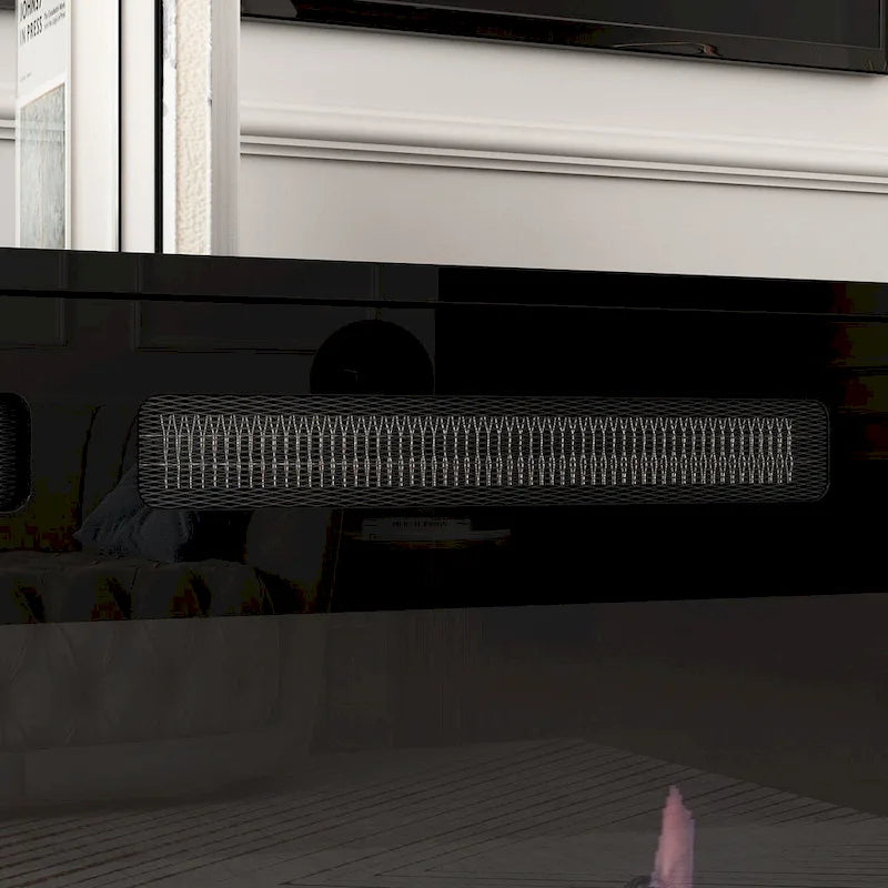 Cheminée électrique encastrée 30 pouces avec meuble TV laqué brillant intégré