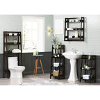 Étagère échelle à 4 niveaux UTEX, étagère de salle de bain autoportante, étagère ouverte en bois à 4 niveaux, étagère en forme d'échelle