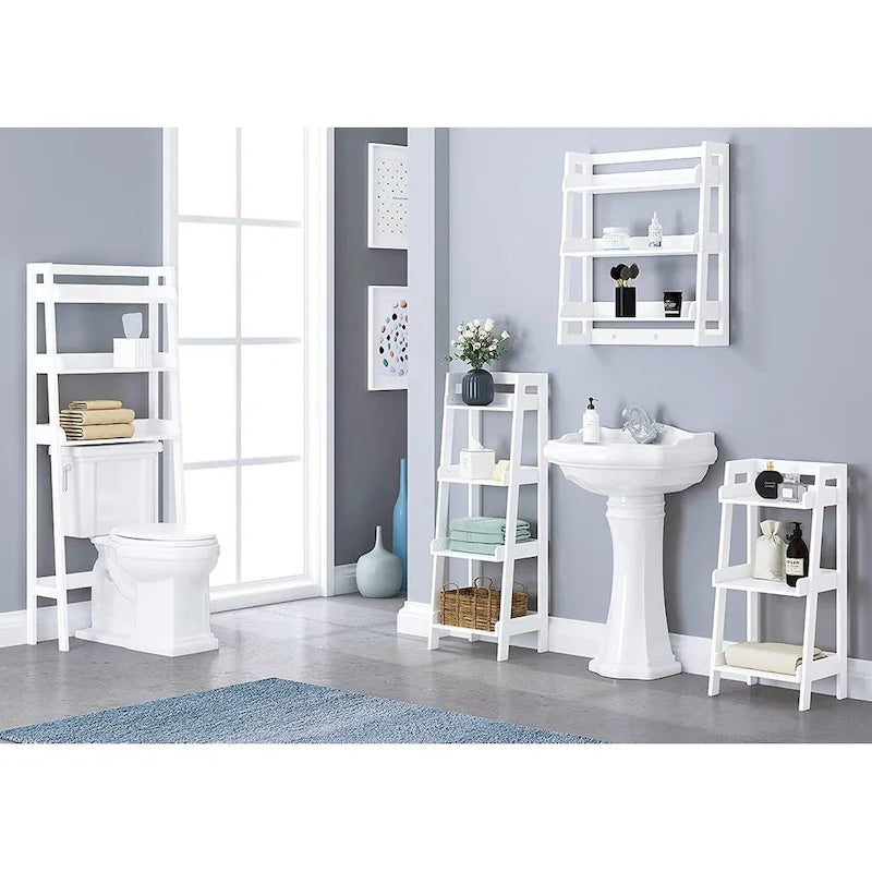 Étagère échelle à 4 niveaux UTEX, étagère de salle de bain autoportante, étagère ouverte en bois à 4 niveaux, étagère en forme d'échelle