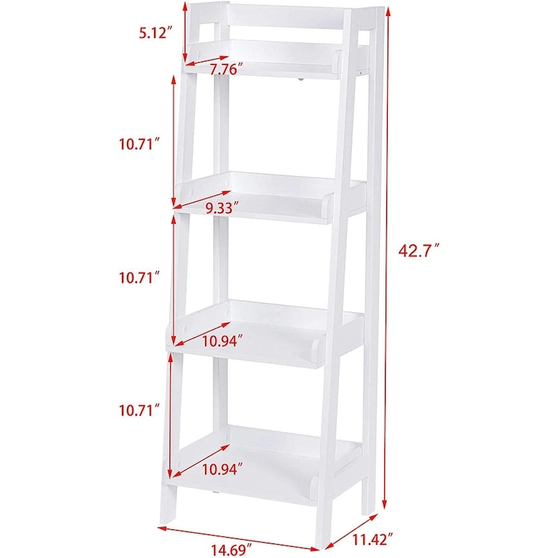 Étagère échelle à 4 niveaux UTEX, étagère de salle de bain autoportante, étagère ouverte en bois à 4 niveaux, étagère en forme d'échelle