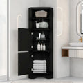 Armoire d'angle haute Home avec 2 portes et 2 niveaux d'étagères extérieures, meuble de rangement autoportant avec étagères réglables