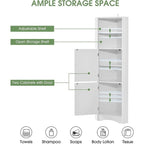 Armoire d'angle haute Home avec 2 portes et 2 niveaux d'étagères extérieures, meuble de rangement autoportant avec étagères réglables