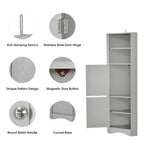 Armoire d'angle haute Home avec 2 portes et 2 niveaux d'étagères extérieures, meuble de rangement autoportant avec étagères réglables