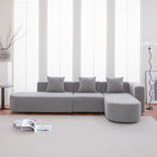 Modern L shape boucle Sofa with curved seat (facing right)