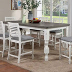 Ensemble de salle à manger 7 pièces Ionessa en bois blanc antique contemporain, hauteur comptoir, par Furniture of America