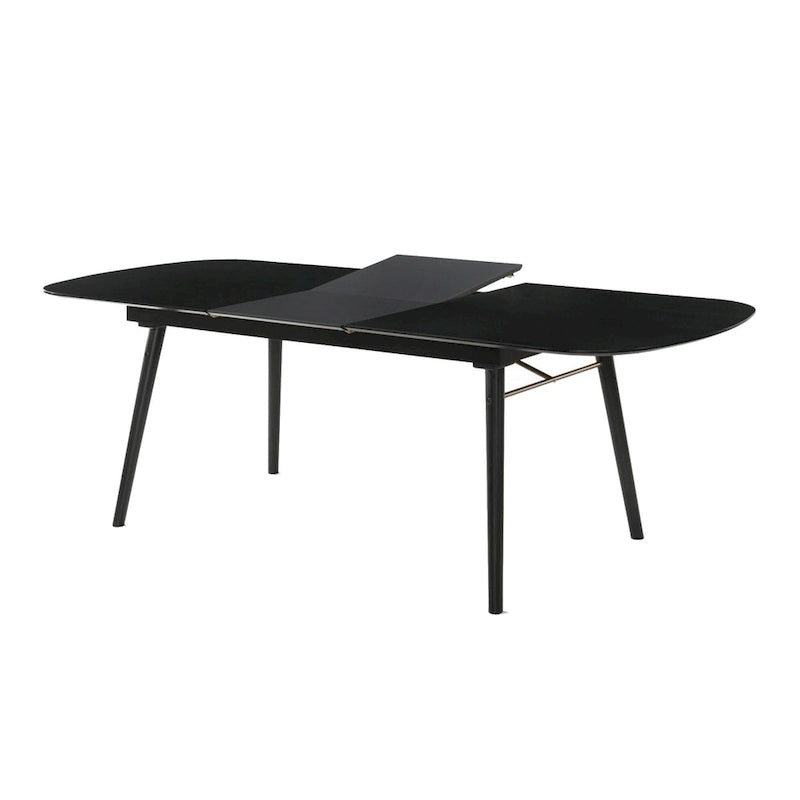 Table de salle à manger ovale en bois avec rallonge, gris anthracite