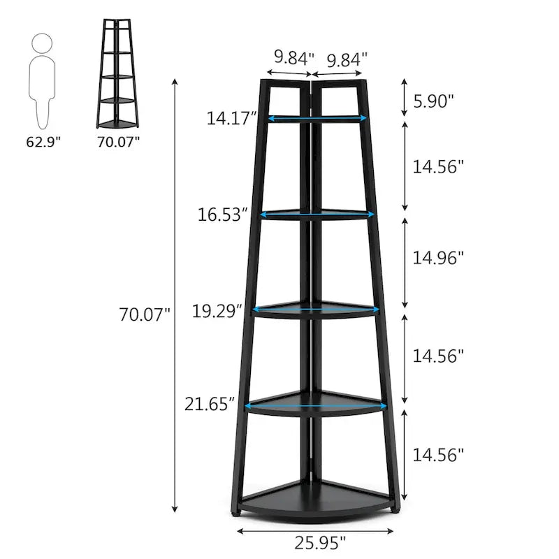Étagère d'angle à 5 niveaux pour salle de bain
