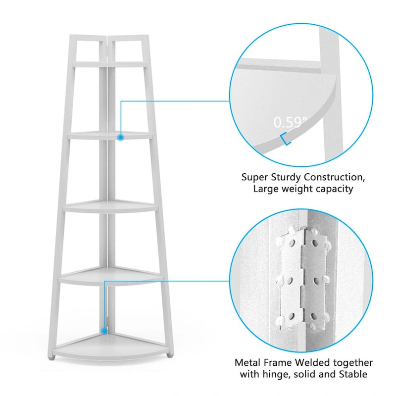 Étagère d'angle à 5 niveaux pour salle de bain