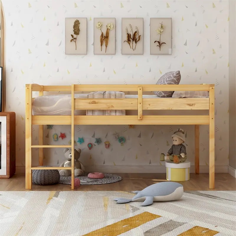 Lit mezzanine bas Merax Twin en bois avec échelle pour enfants