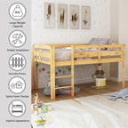 Lit mezzanine bas Merax Twin en bois avec échelle pour enfants
