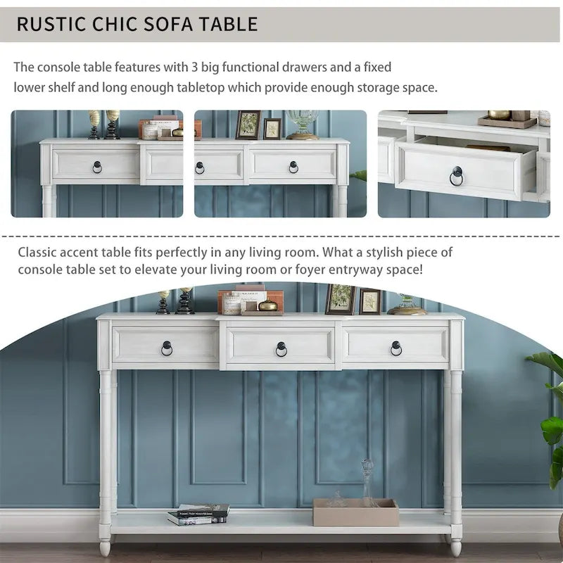 Table console Merax avec tiroirs et étagère saillants pour entrée