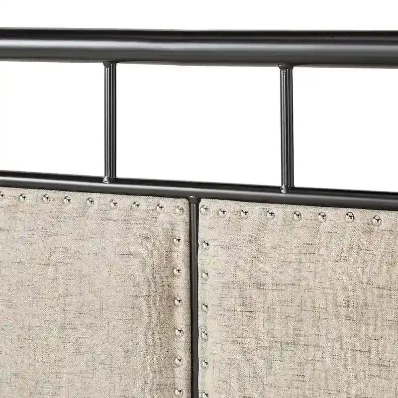 Lit Queen Bridgette beige capitonné en métal noir par iNSPIRE Q Classic