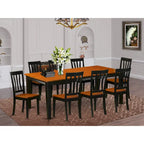 Ensemble de table de cuisine 9 pièces East West Furniture - une table à manger et 8 chaises de salle à manger, noir et cerisier (options d'assise)