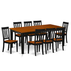 Ensemble de table de cuisine 9 pièces East West Furniture - une table à manger et 8 chaises de salle à manger, noir et cerisier (options d'assise)