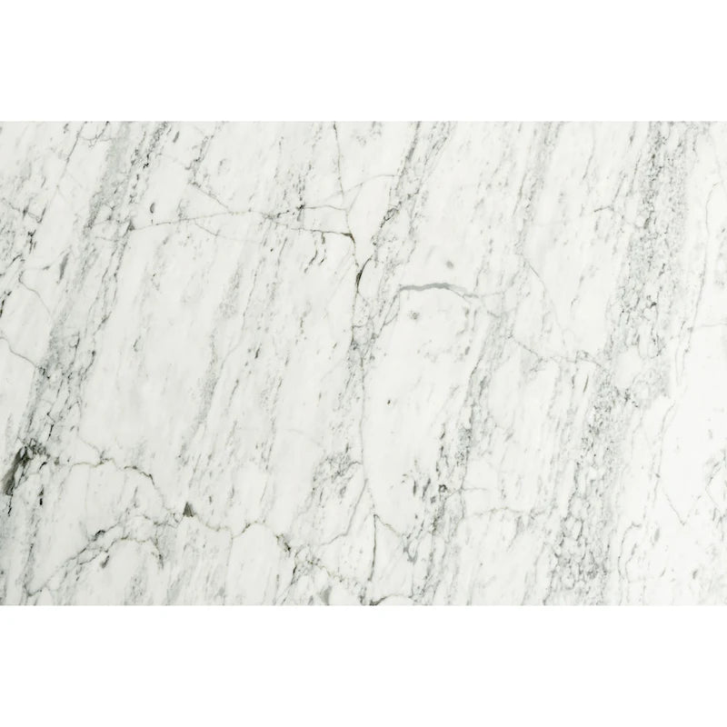 Table basse carrée Vezzana 31 en marbre blanc de Carrare italien avec pieds en noyer