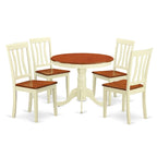 Ensemble de salle à manger moderne 5 pièces East West Furniture comprenant une table ronde et 4 chaises, coloris babeurre et cerisier