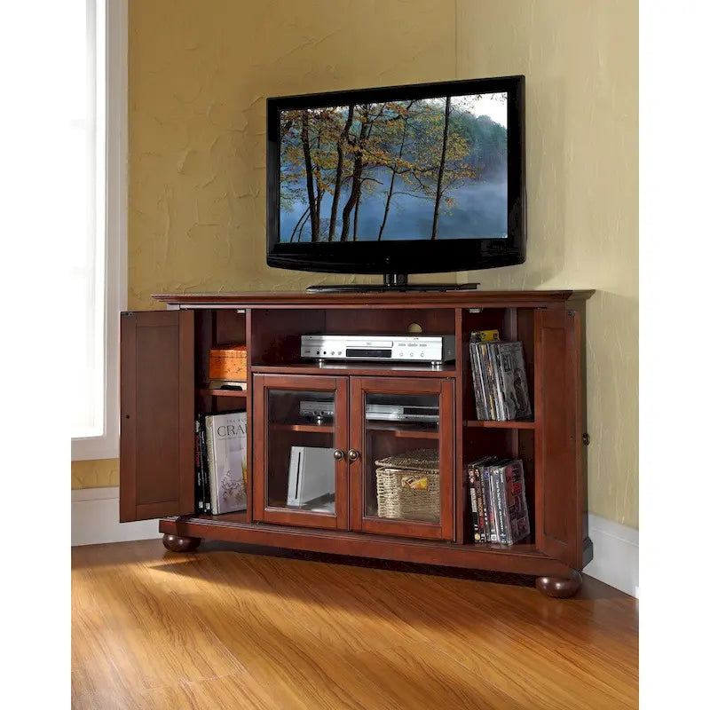 Meuble TV d'angle Crosley Alexandria 48 en acajou vintage
