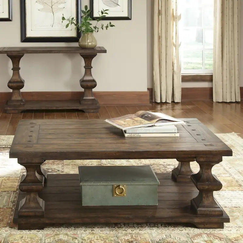 Sedona Kona Brown Cocktail Table with Heavy Oak Planked Top